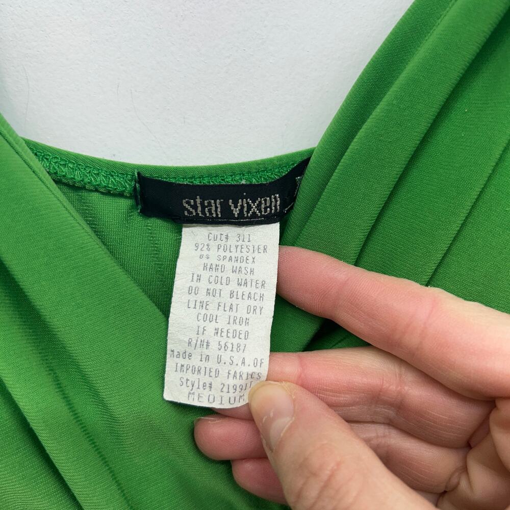 Vintage Y2K 2000s Star Vixen Green Mini Dress Medium Sleeveless Padded Chest - Picture 6 of 7